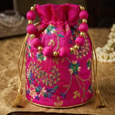 Printed Jute Potli Bag | Return Gift Bags | Drawstring Pouches | Eco-Friendly Gifting